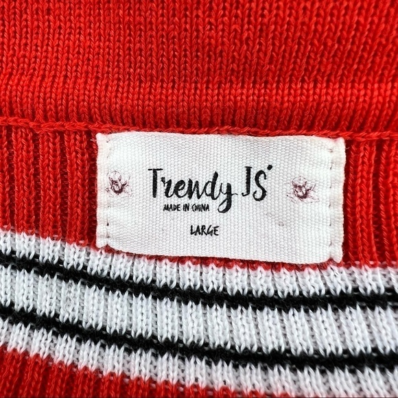 L Juniors Red Striped Long Sleeve Sweater Large 11 13 Stretch Y2k 90’s style - Picture 6 of 8